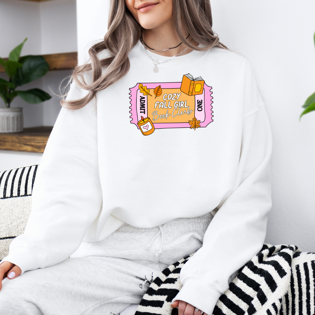 Cozy Fall Girl Book Club Sweatshirt with Premium DTF Transfer | Cozy Unisex Graphic Pullover