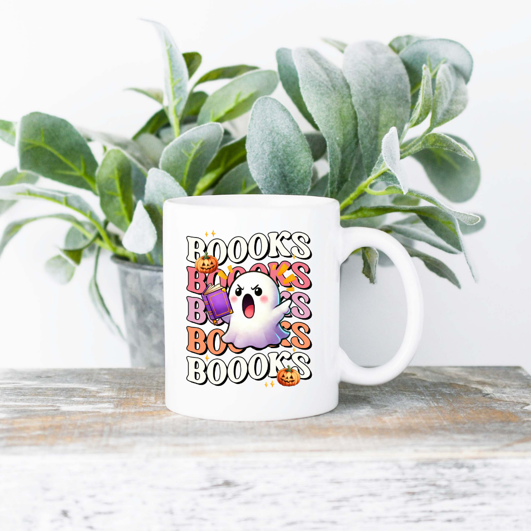 Boooks Coffee Mug | 11oz Ceramic Sublimation Mug | Dishwasher & Microwave Safe | Gift for Readers, Book Lovers, Coffee Drinkers