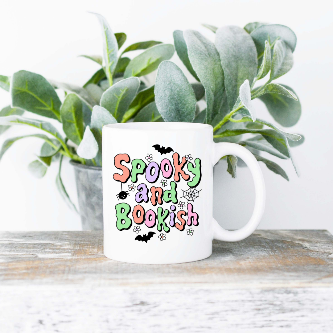 Spooky and Bookish Coffee Mug | 11oz Ceramic Sublimation Mug | Dishwasher & Microwave Safe | Gift for Readers, Book Lovers, Coffee Drinkers