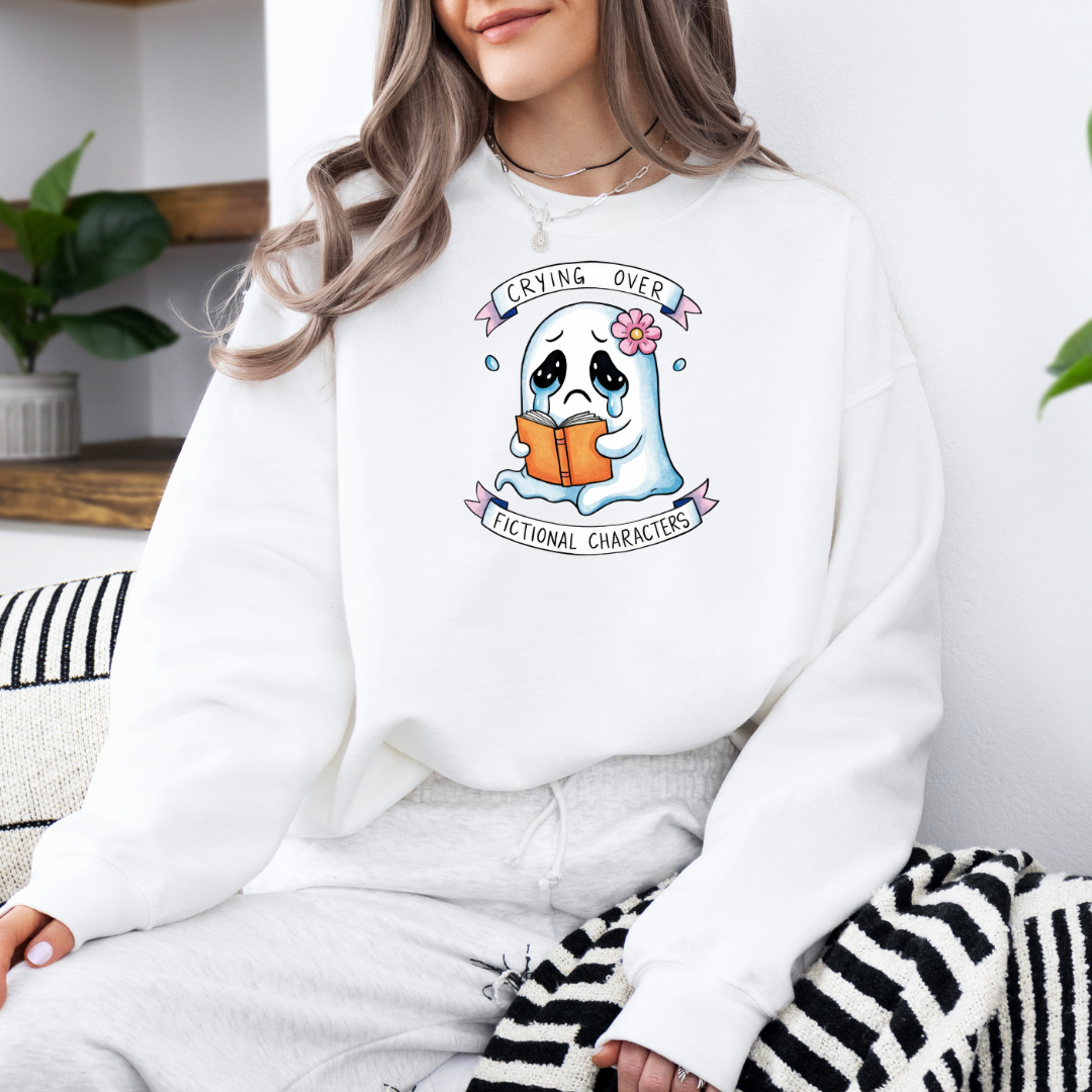 Crying Over Fictional Characters Sweatshirt with Premium DTF Transfer | Cozy Unisex Graphic Pullover