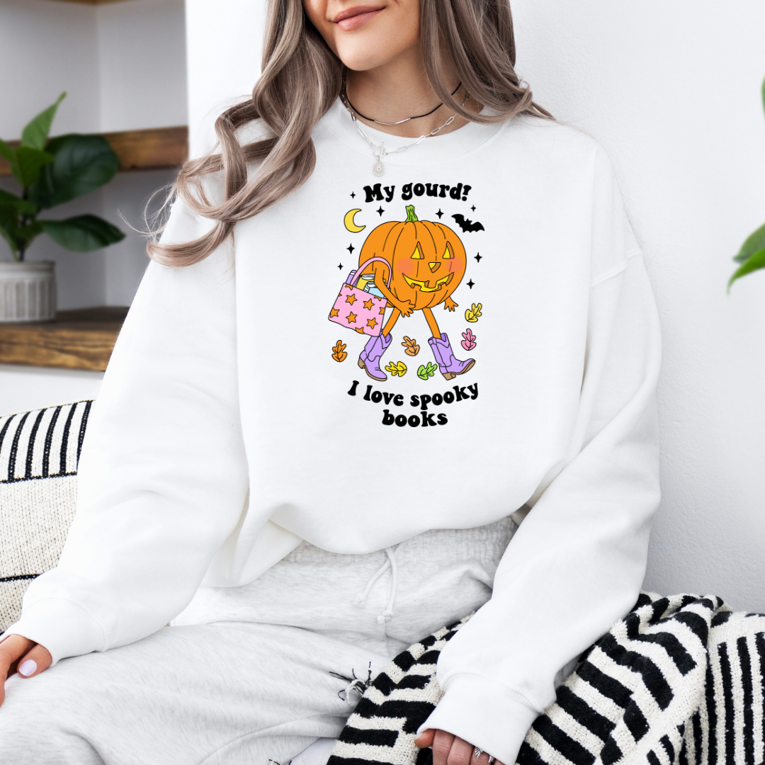 My Gourd! I Love Spooky Books Sweatshirt with Premium DTF Transfer | Cozy Unisex Graphic Pullover