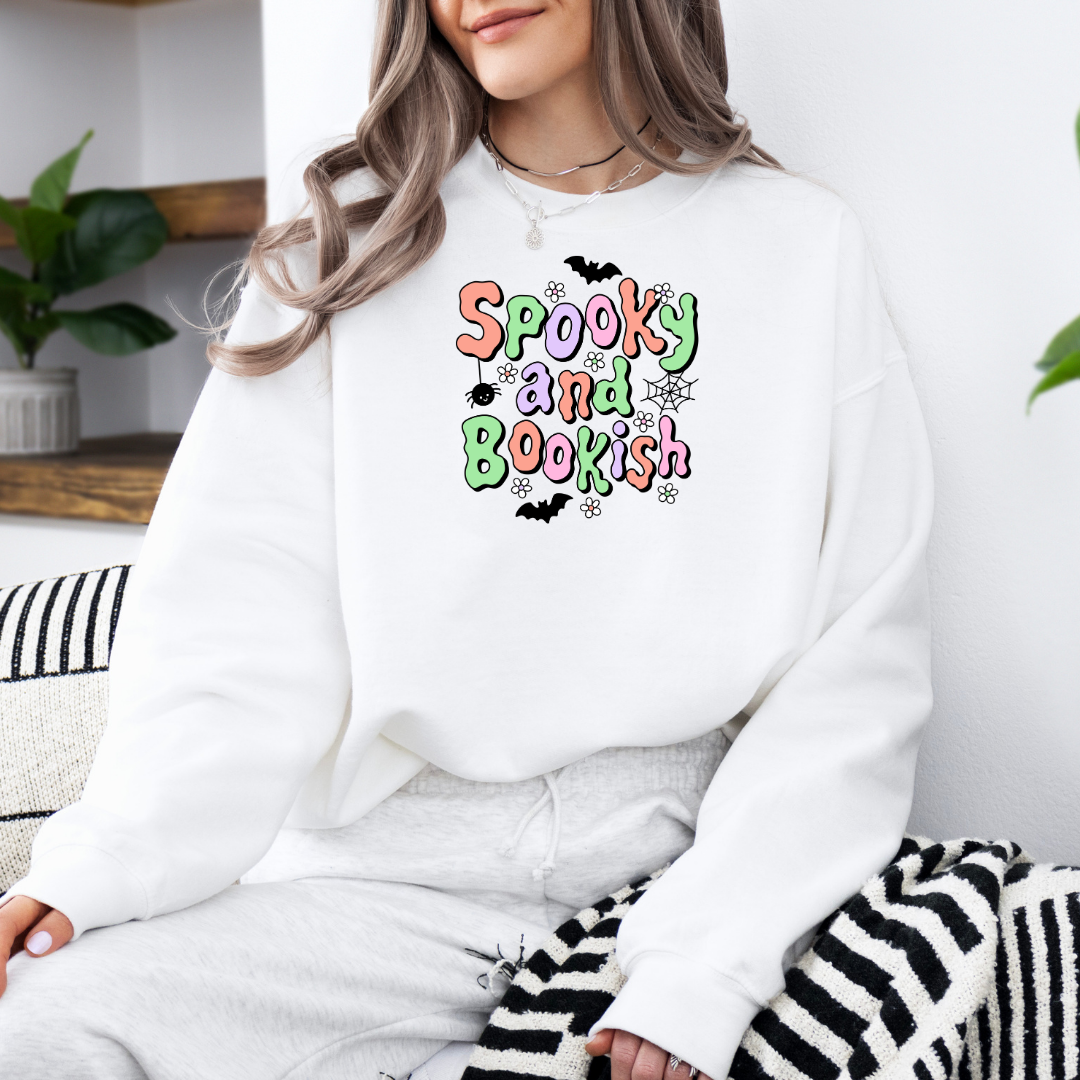 Spooky And Bookish Sweatshirt with Premium DTF Transfer | Cozy Unisex Graphic Pullover