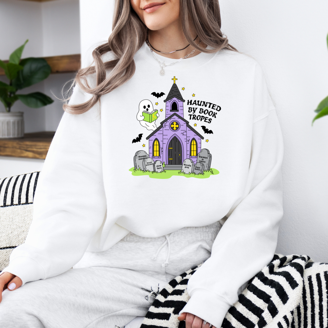 Haunted By Book Troupes Sweatshirt with Premium DTF Transfer | Cozy Unisex Graphic Pullover