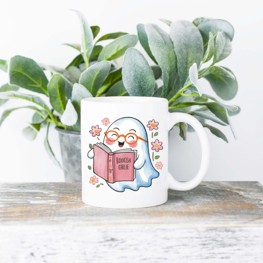 Bookish Girlie Coffee Mug | 11oz Ceramic Sublimation Mug | Dishwasher & Microwave Safe | Gift for Readers, Book Lovers, Coffee Drinkers