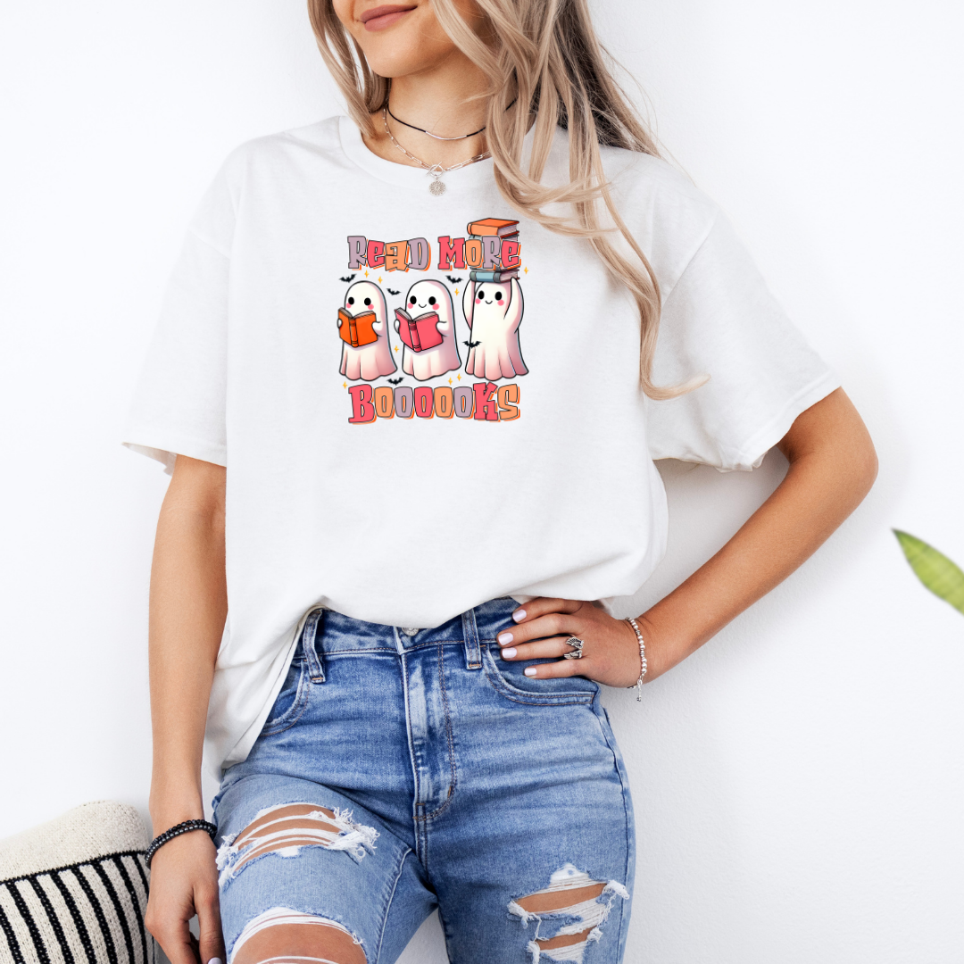 Read More Boooooks White T-Shirt with Premium DTF Transfer | Custom Graphic Tee | Unisex Comfort Fit