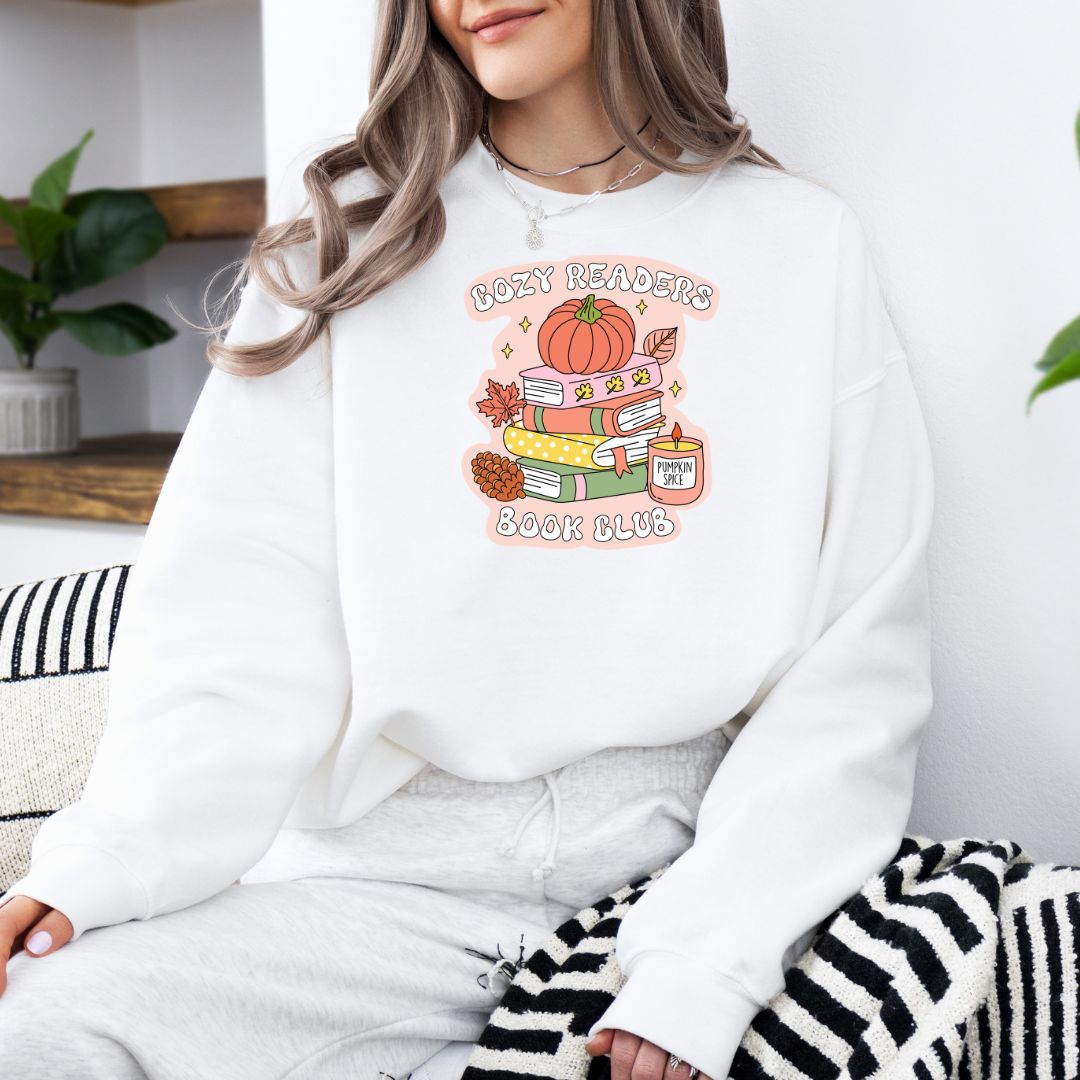 Cozy Readers Book Club Sweatshirt with Premium DTF Transfer | Cozy Unisex Graphic Pullover
