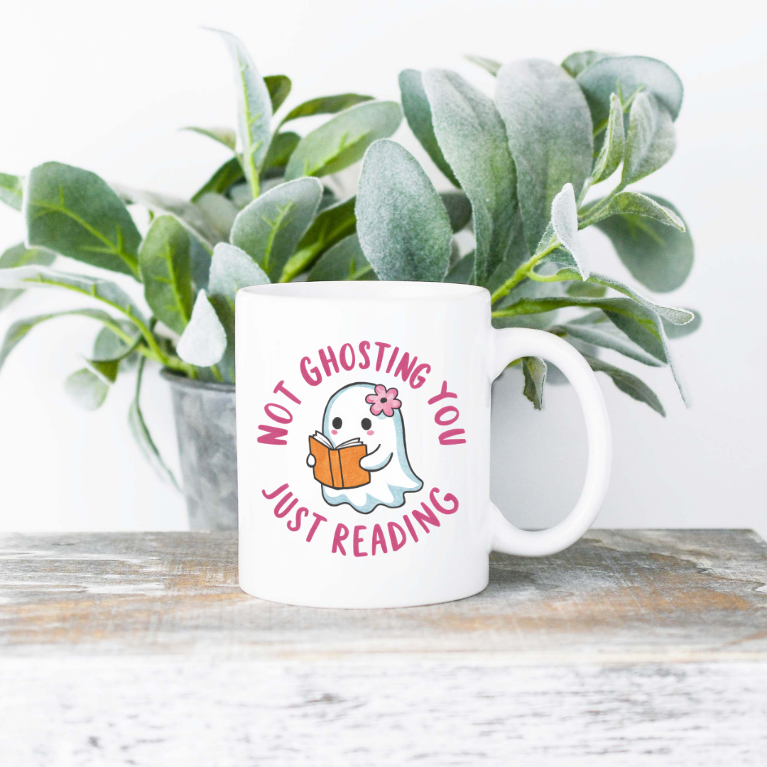 Not Ghosting You Just Reading Coffee Mug | 11oz Ceramic Sublimation Mug | Dishwasher & Microwave Safe | Gift for Readers, Book Lovers, Coffee Drinkers