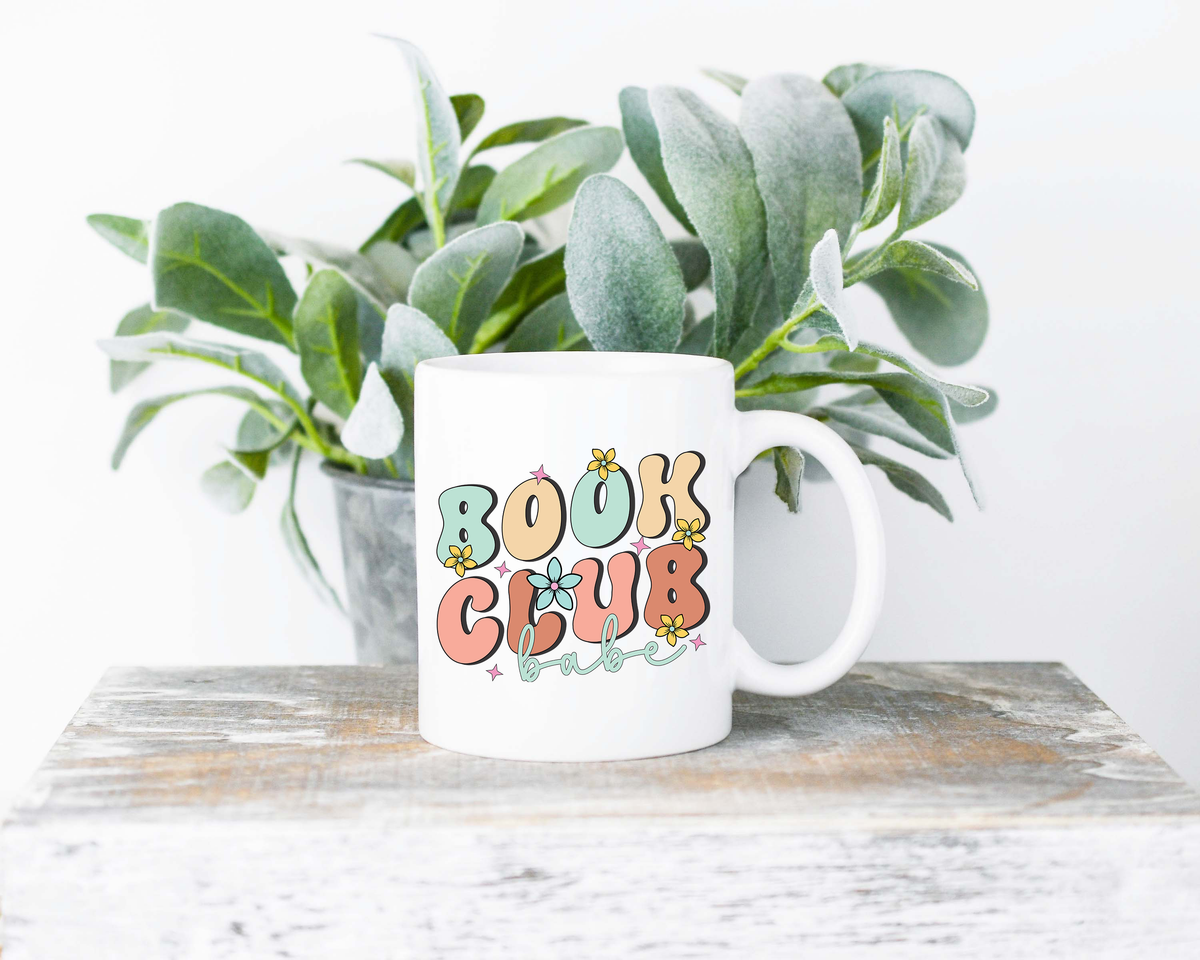 Book Club Babe Coffee Mug | 11oz Ceramic Sublimation Mug | Dishwasher & Microwave Safe | Gift for Readers, Book Lovers, Coffee Drinkers