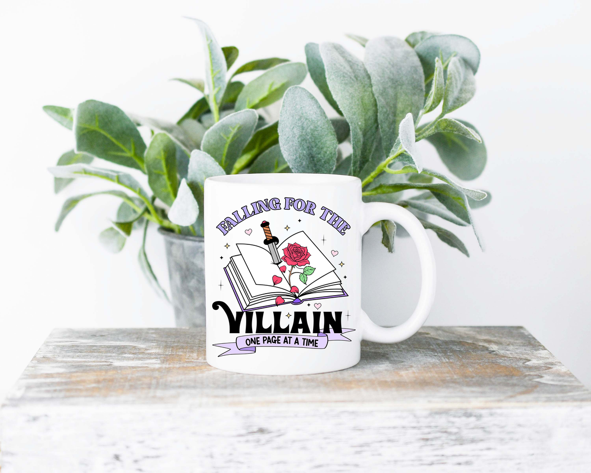 Falling For The Villain Coffee Mug | 11oz Ceramic Sublimation Mug | Dishwasher & Microwave Safe | Gift for Readers, Book Lovers, Coffee Drinkers