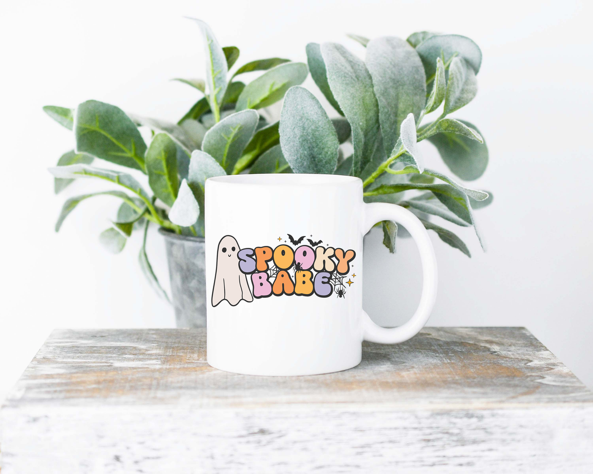 Spooky Babe Coffee Mug | 11oz Ceramic Sublimation Mug | Dishwasher & Microwave Safe | Gift for Readers, Book Lovers, Coffee Drinkers